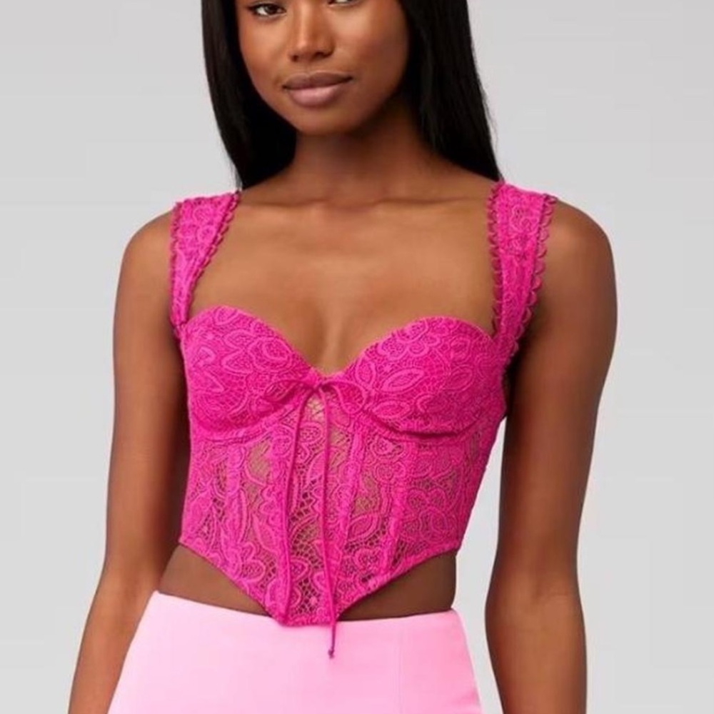 For Love And Lemons Pink Lace Corset-Medium
